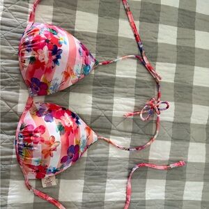 OP Vibrant Floral Bikini Top - Pink and White
